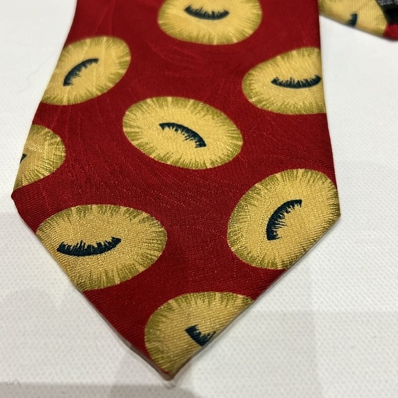 Men's Red Hugo Boss Tie with Yellow Polka Dots - Picture 2 of 6